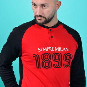 Pigiama uomo AC Milan serafino caldo cotone B2MI14131 nero