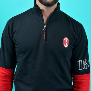 Pigiama uomo stile tuta Milan cotone felpato B2MI14132 nero