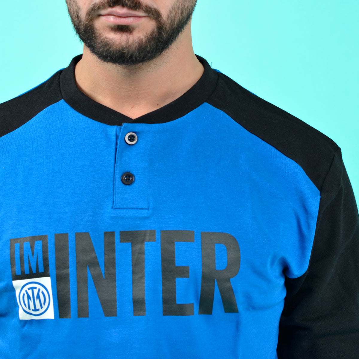 Pigiama uomo Inter B2IN14130 caldo cotone interlock nero