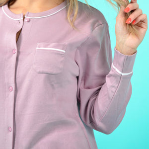 Pigiama donna invernale Karelpiù SE3415 caldo cotone malva