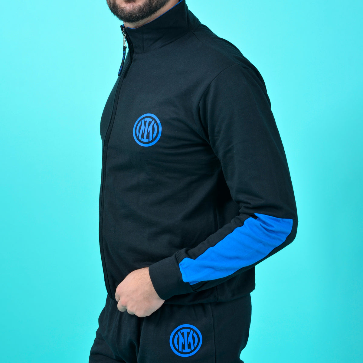Pigiama uomo Inter ufficiale cotone felpato B2IN14133 nero