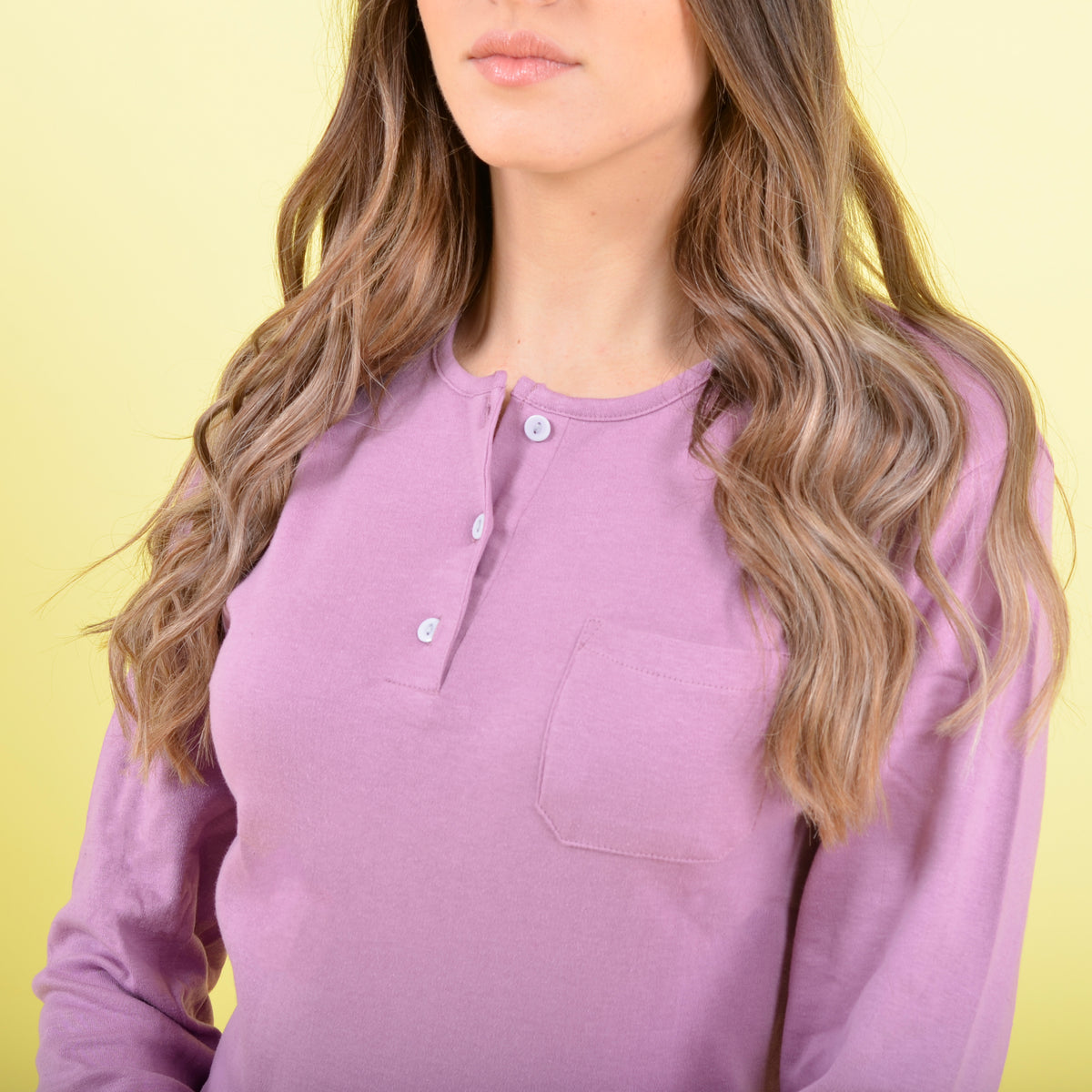 Pigiama donna caldo cotone malva Karelpiù SE3408