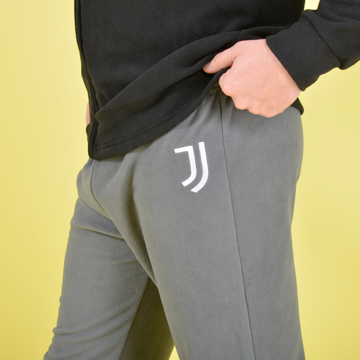 Pigiama stile tuta uomo Juventus FC 1055 caldo pile nero antracite aperto
