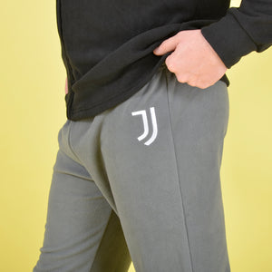 Pigiama stile tuta uomo Juventus FC 1055 caldo pile nero antracite aperto