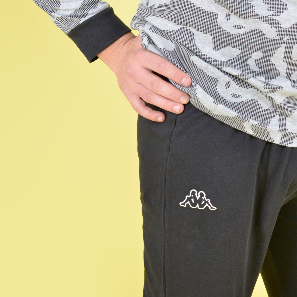 Pigiama uomo Kappa caldo cotone nero grigio 22106
