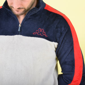 Pigiama caldo uomo coral mezza zip collo alto blu Kappa 22141