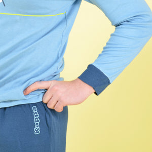 Pigiama uomo interlock caldo invernale celeste sportivo avio 22103
