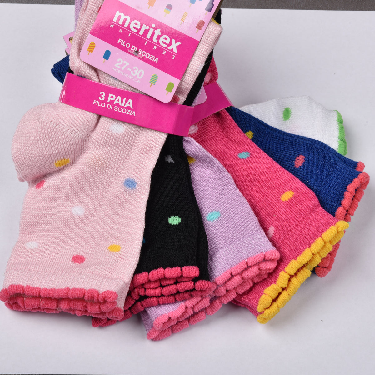 Meritex Calzini corti Bambina 7577 in cotone 6 paia