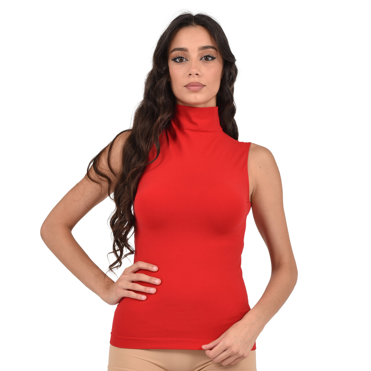Lupetto smanicato da donna in microfibra elasticizzata