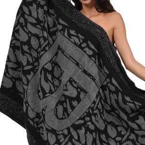 Telo mare Laura Biagiotti spugna jacquard "Osha" nero 100% cotone
