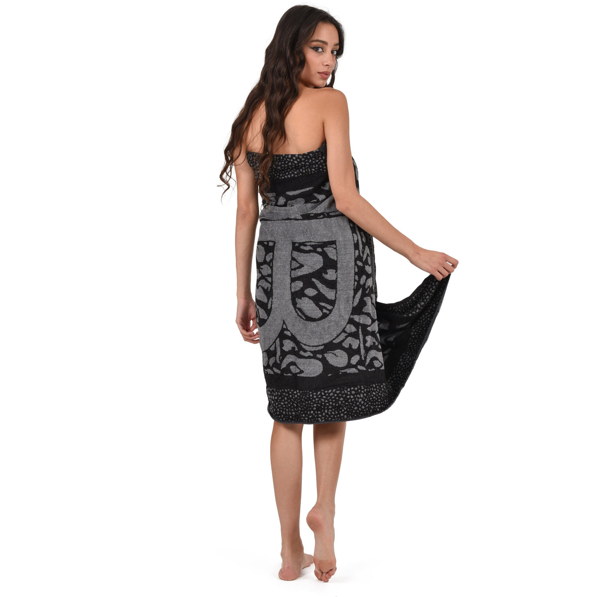 Telo mare Laura Biagiotti spugna jacquard "Osha" nero 100% cotone