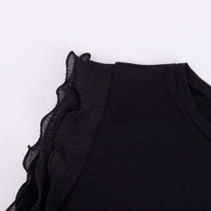 Canotta donna Jadea 4167 moda in cotone con balzine plissè nera