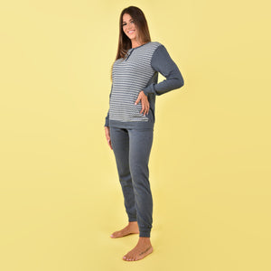 Pigiama donna Ambro cotone felpato con polsini 6504.22 jeans