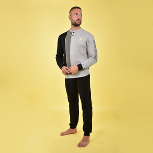 Pigiama uomo Navigare grigio nero caldo cotone B2141353