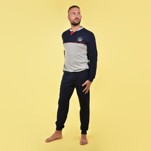 Pigiama uomo grigio blu interlock Navigare sportivo B2141339