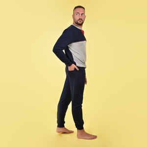 Pigiama uomo grigio blu interlock Navigare sportivo B2141339