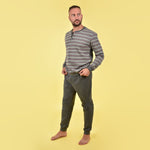 Pigiama uomo felpato a righe grigio Ambro U8502.22