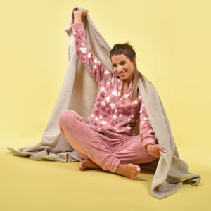 Plaid coperta Gisela 5/0047 grigio pile sherpa caldo sottile 145*200 cm