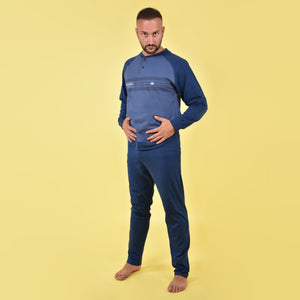 Pigiama uomo cotone leggero Il Granchio GP1041 azzurro denim