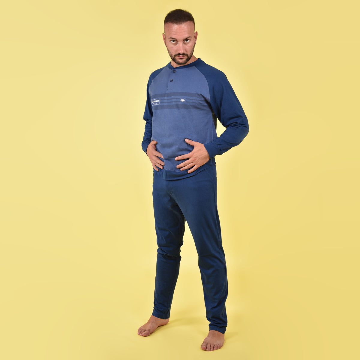 Pigiama uomo cotone leggero Il Granchio GP1041 azzurro denim