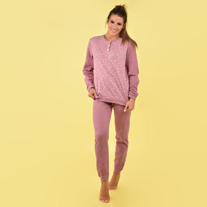 Pigiama donna punto milano Ambro cuoricini rosa D6506.22