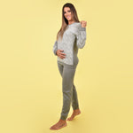 Pigiama donna Ambro punto milano caldo D6505.22 grigio chiaro