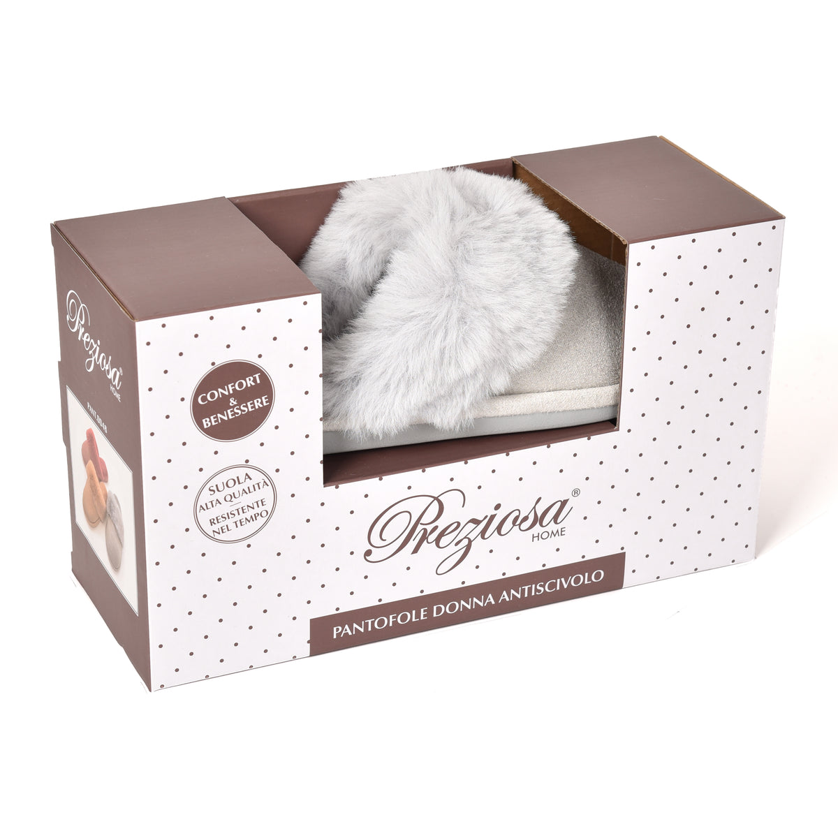 Pantofole chiuse Preziosa ecopelliccia 0048 grigio