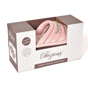 Pantofole punta aperta ciniglia decoro strass Preziosa 0057 rosa