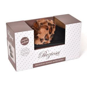 Pantofola chiusa nera bordo leopardato Preziosa 0050 marrone