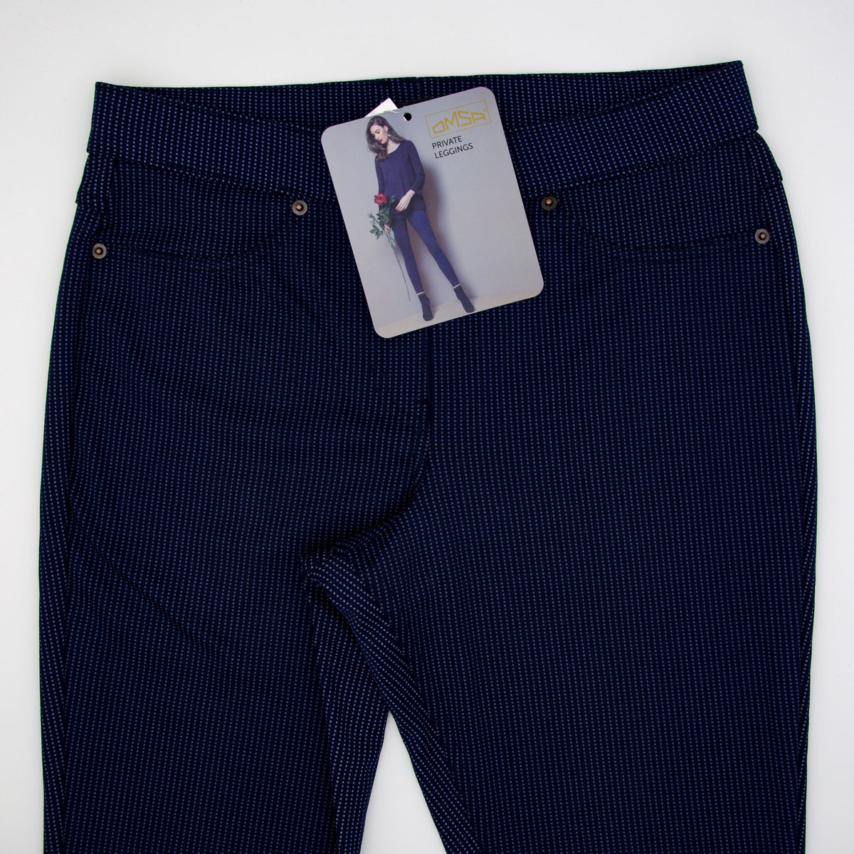 Leggins donna Omsa Private micro gessati blu