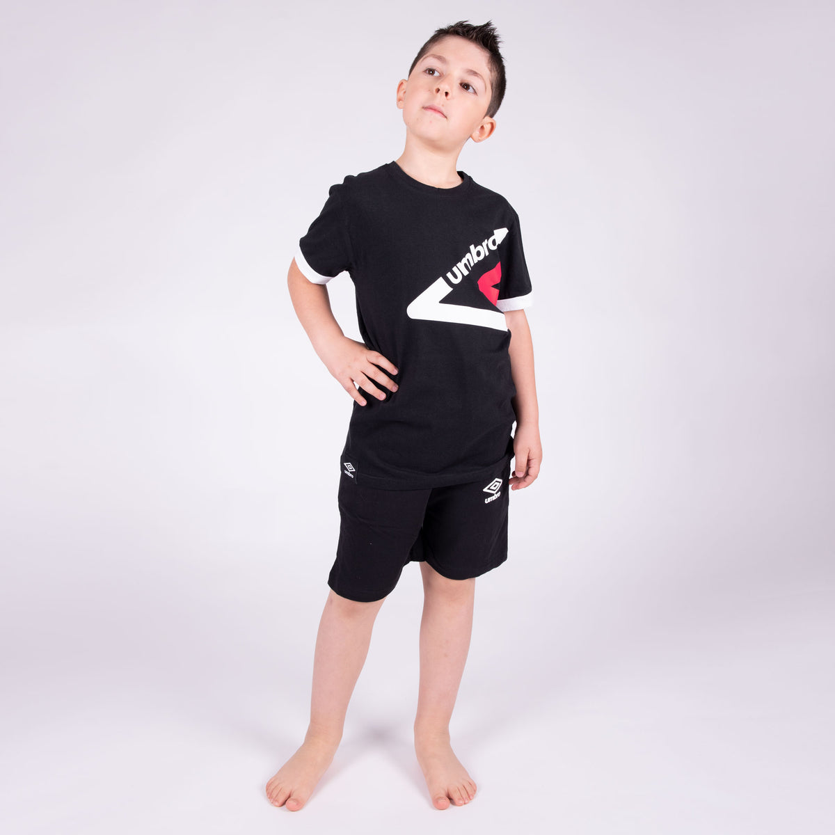 Pigiama tuta bambino Umbro 65035B corto in cotone nero
