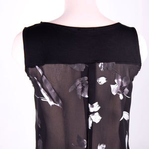 Canotta donna Jadea 4161 Var. 1 viscosa nera fiori semilucidi