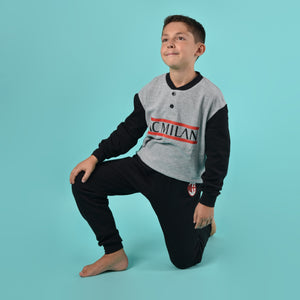 Pigiama bambino AC Milan calcio caldo cotone B2MI15130 grigio