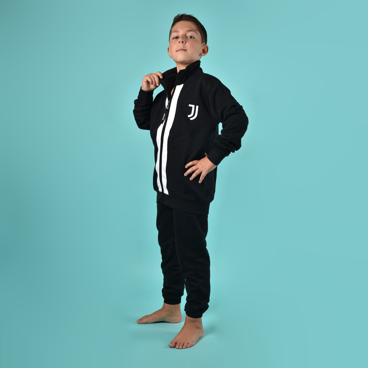 Pigiama con zip a collo alto felpata bambino Juventus B2JU15133 nero