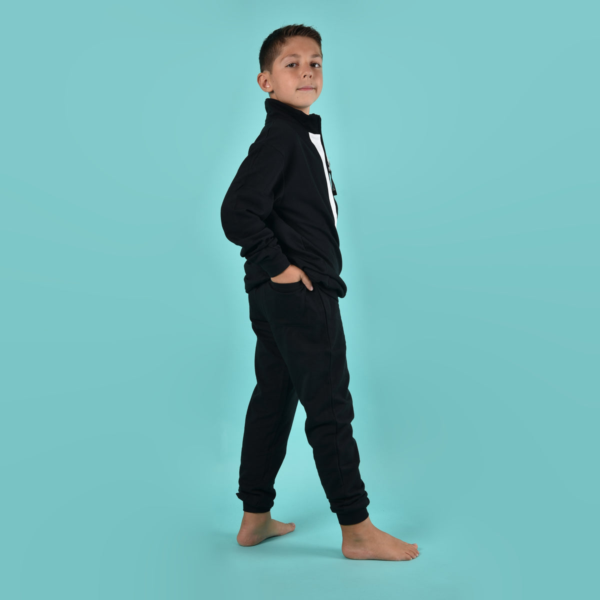 Pigiama con zip a collo alto felpata bambino Juventus B2JU15133 nero