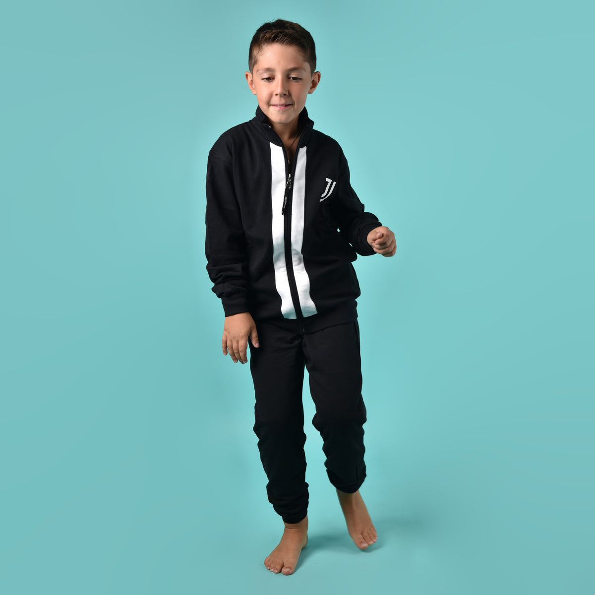 Pigiama con zip a collo alto felpata bambino Juventus B2JU15133 nero