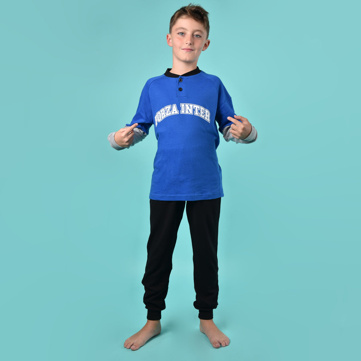 Pigiama bambino Inter serafino caldo cotone B2IN15130 royal