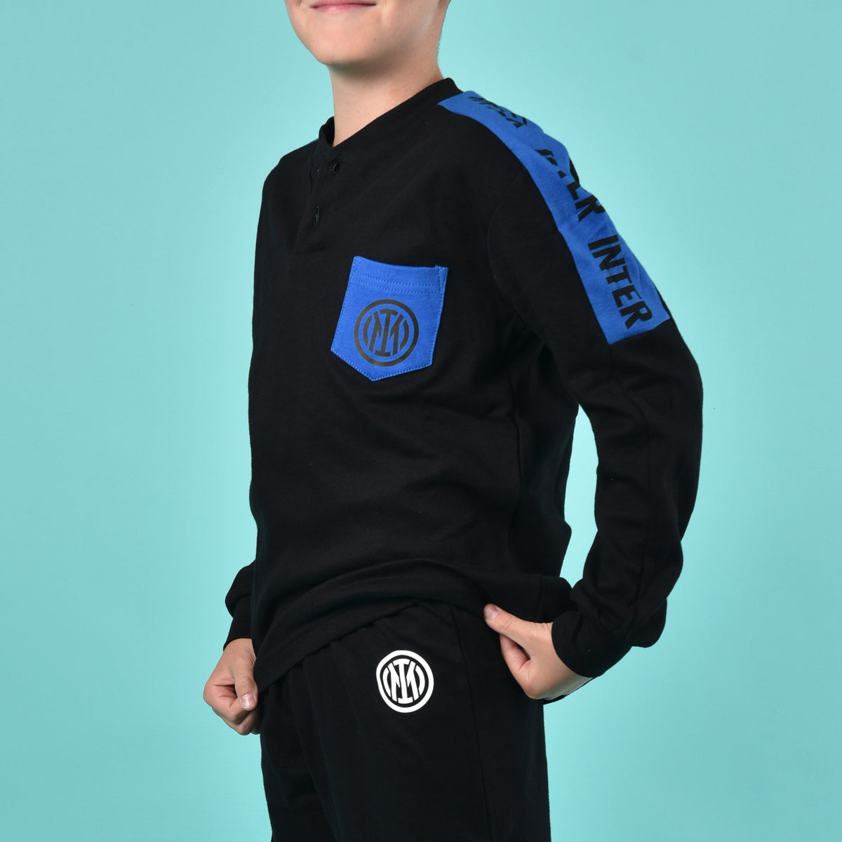 Pigiama bambino Inter calcio caldo cotone B2IN15131 nero