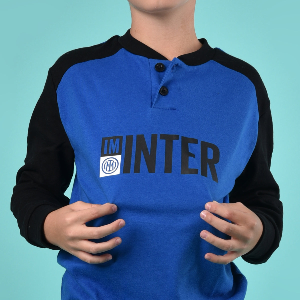 Pigiama bambino Inter serafino caldo cotone B2IN15130 nero