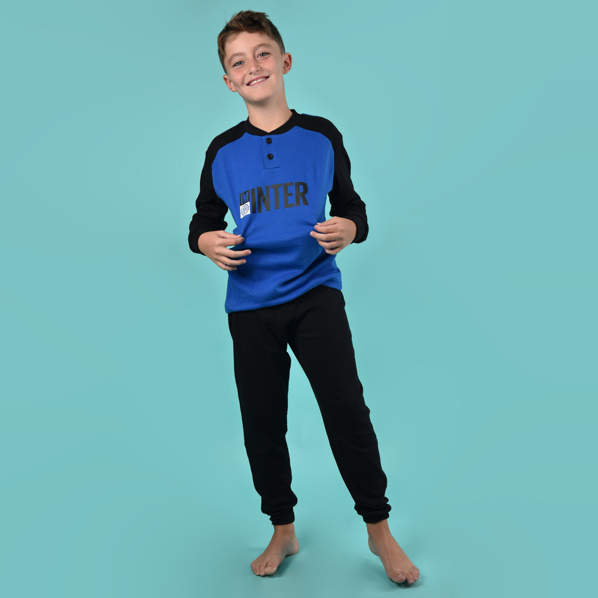 Pigiama bambino Inter serafino caldo cotone B2IN15130 nero