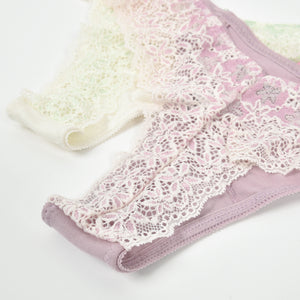 Perizoma Jadea 6330 lavanda e menta in cotone elasticizzato con pizzo 2pz