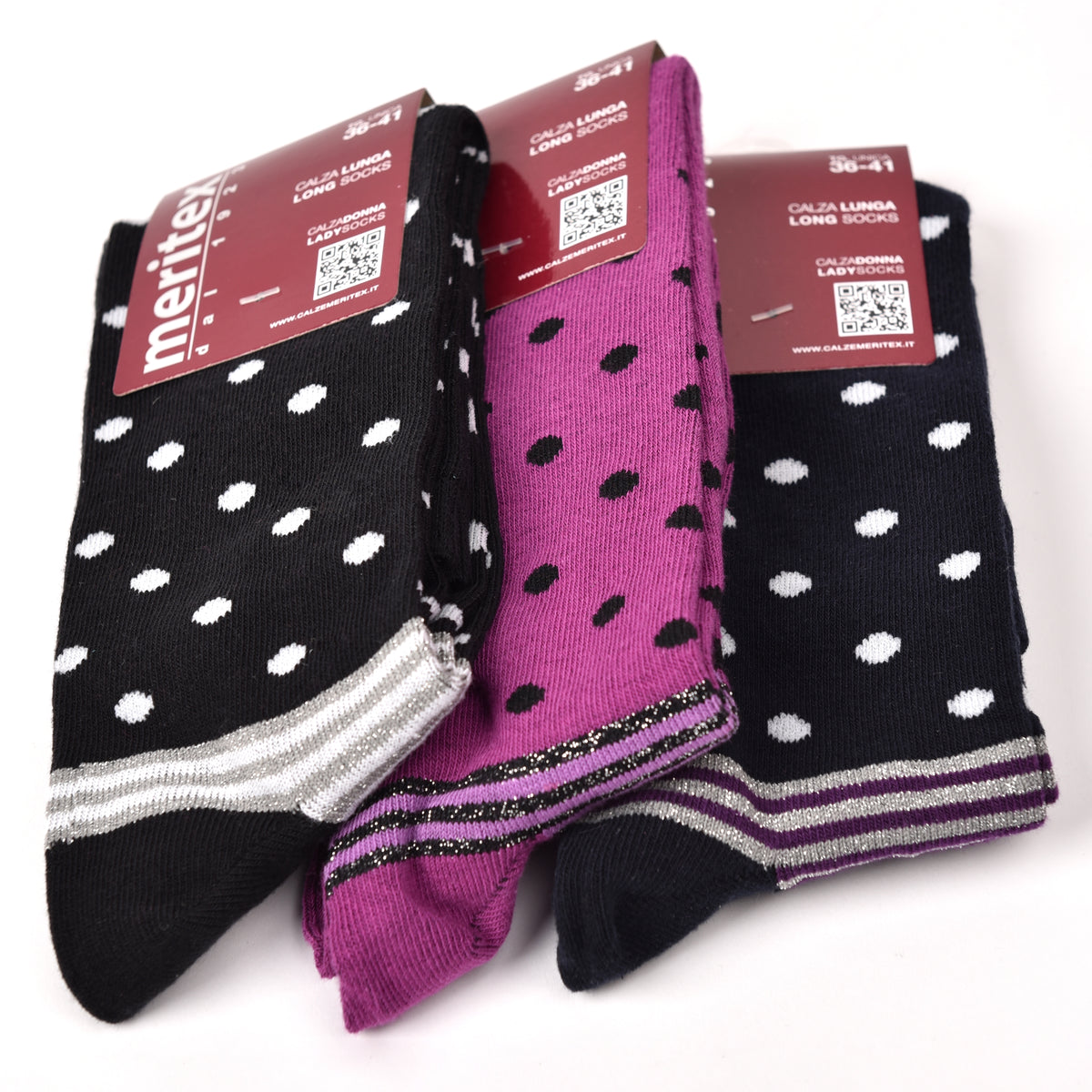 Calze lunghe gambaletto caldo cotone Meritex 6584B 3 paia