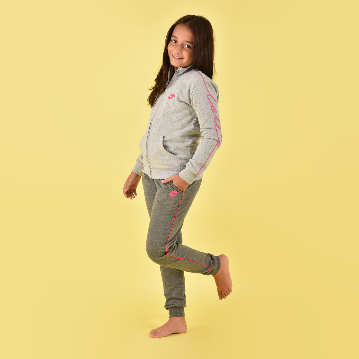 Tuta bambina ragazza Lotto LA2001 zip cotone felpato tuta grigio