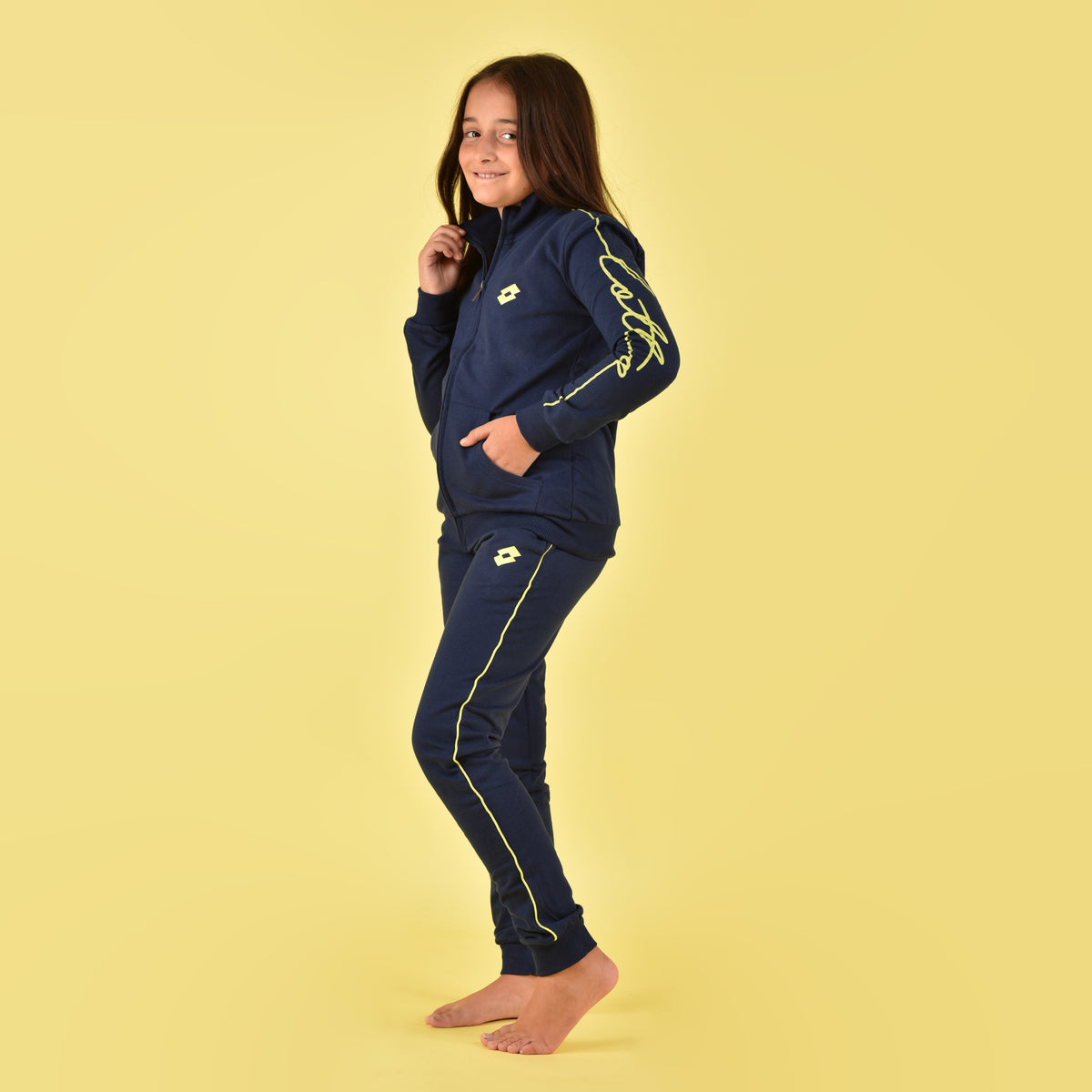 Tuta bambina ragazza Lotto LA2001 aperta cotone felpato denim