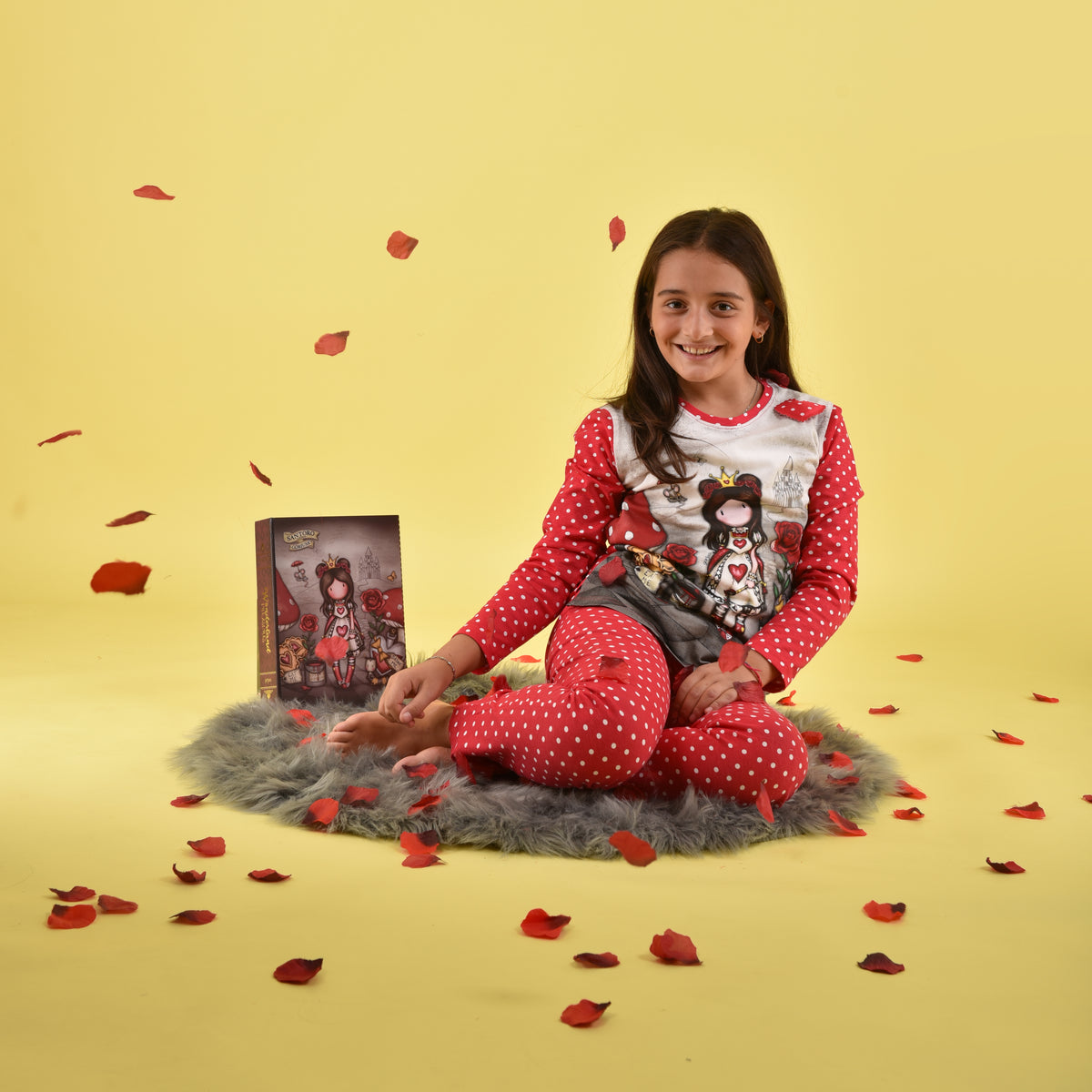 Pigiama bambina invernale Santoro Gorjuss 56619 caldo cotone pois