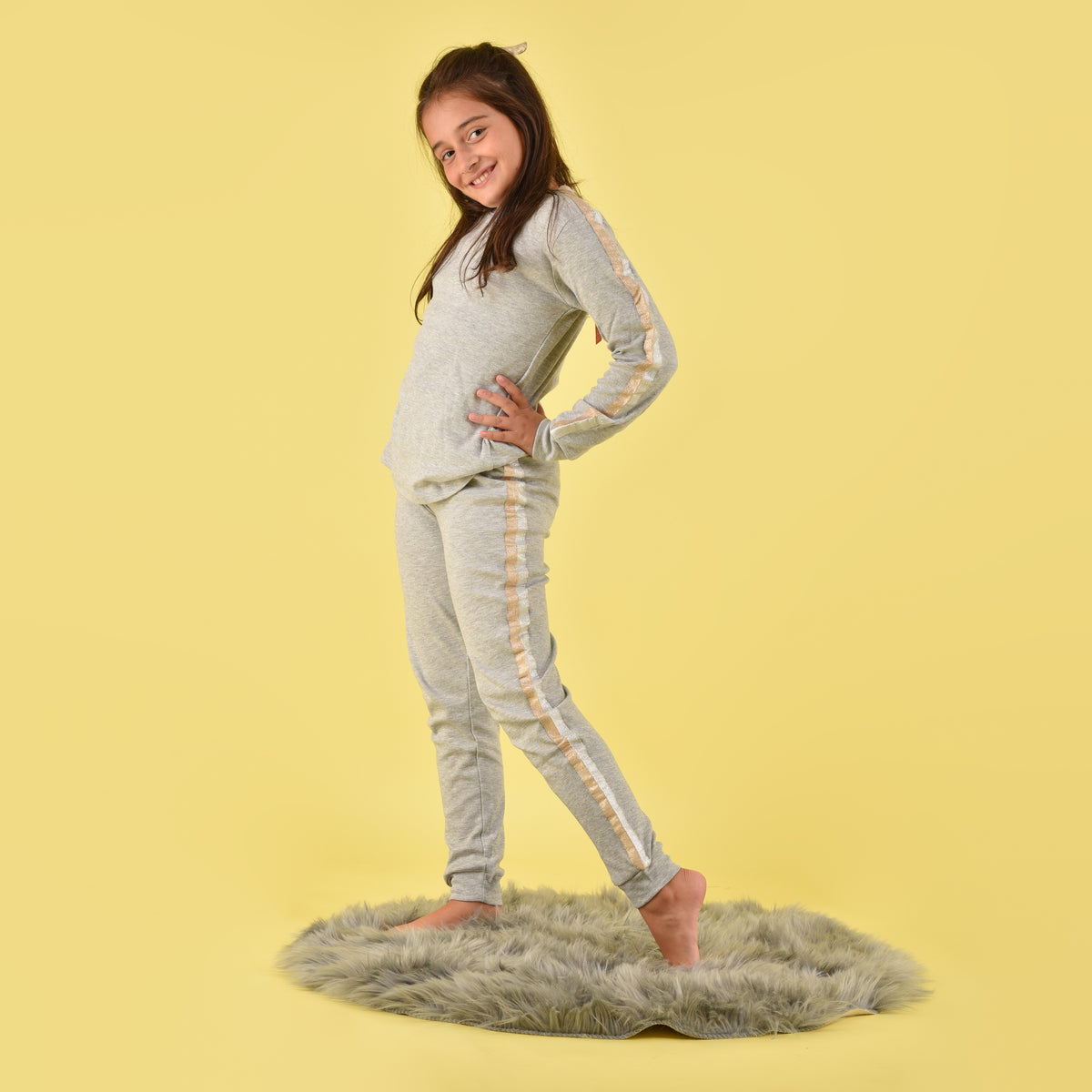 Pigiama bambina ragazza Kappa grigio oro argento 21365 caldo cotone
