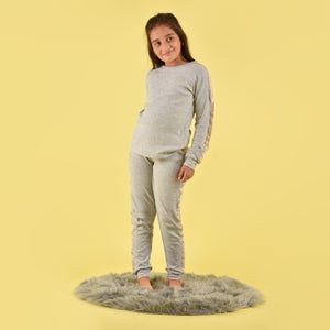 Pigiama bambina ragazza Kappa grigio oro argento 21365 caldo cotone