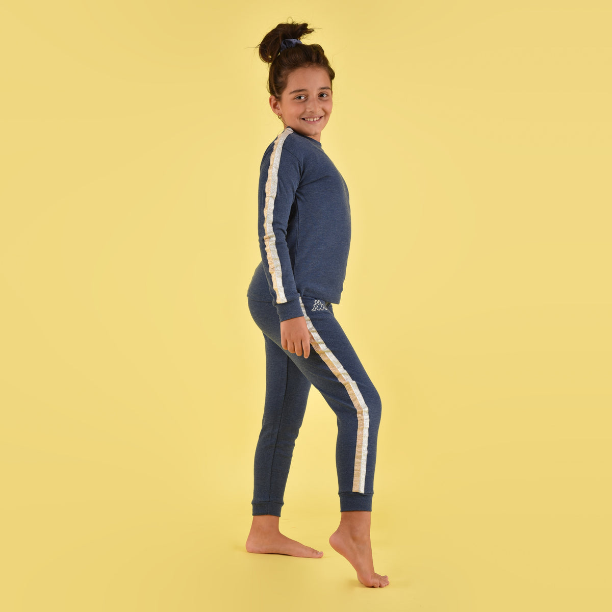 Pigiama bambina ragazza Kappa jeans oro argento 21365 caldo cotone