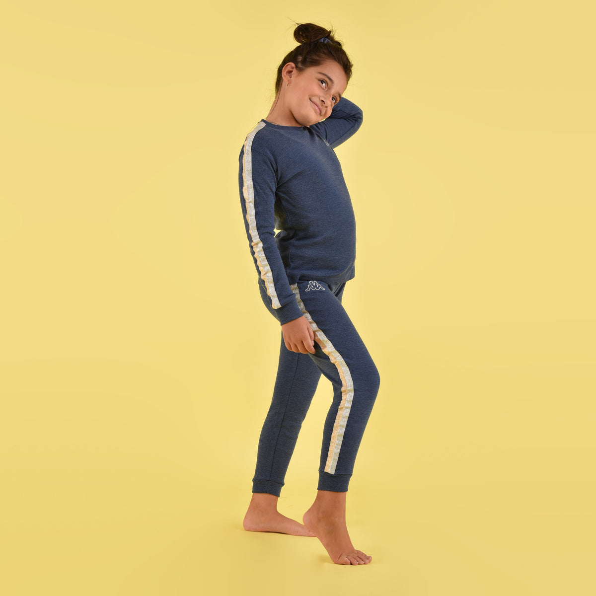 Pigiama bambina ragazza Kappa jeans oro argento 21365 caldo cotone