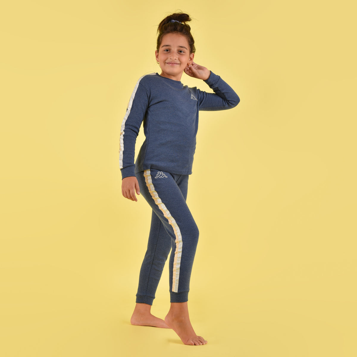 Pigiama bambina ragazza Kappa jeans oro argento 21365 caldo cotone